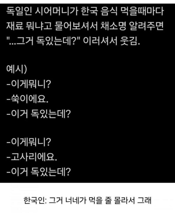 한국인 며느리가 날 암살하려는 것 같다