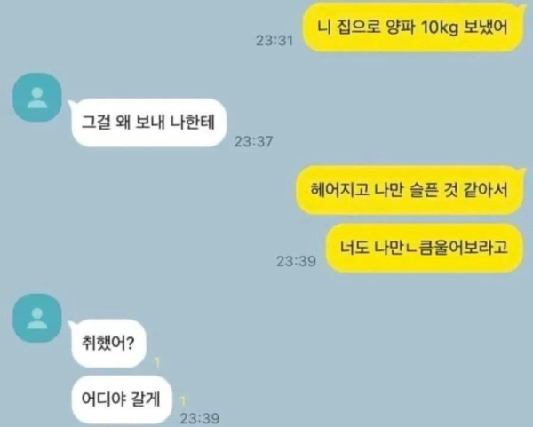 전남친한테 양파 10kg 보낸 여자