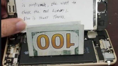 핸드폰 수리하다 발견한 쪽지