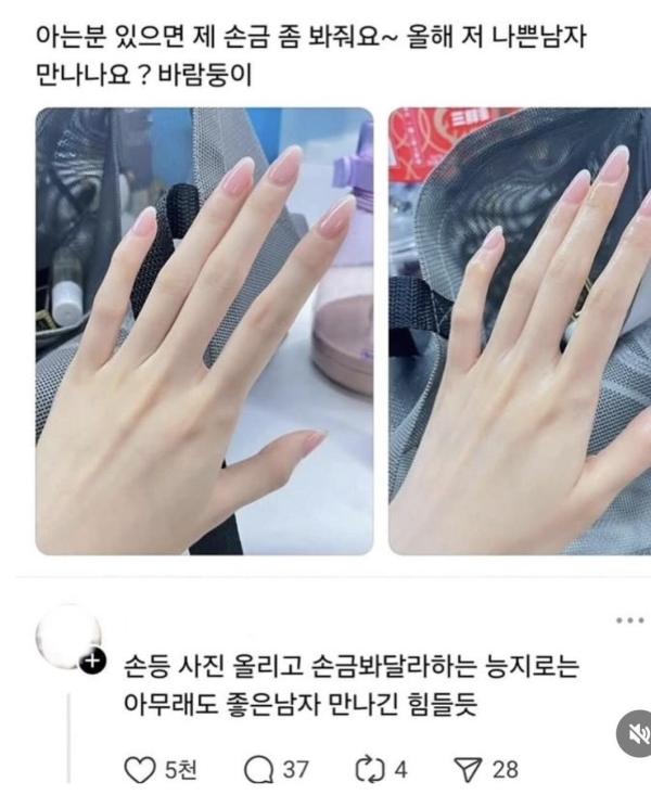 올해 남자 운 손금 좀 봐주세요~