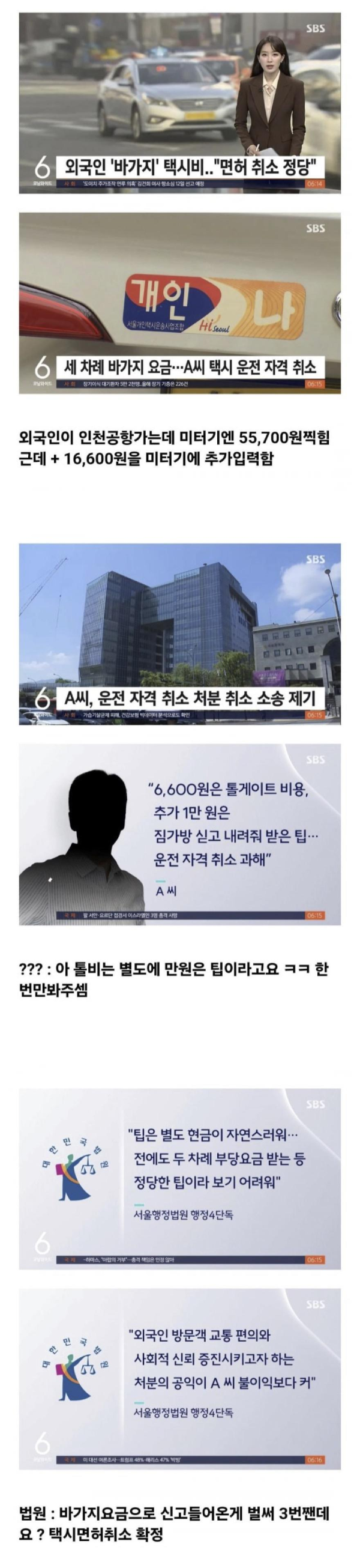 외국인에게 바가지 씌우던 택시기사의 최후