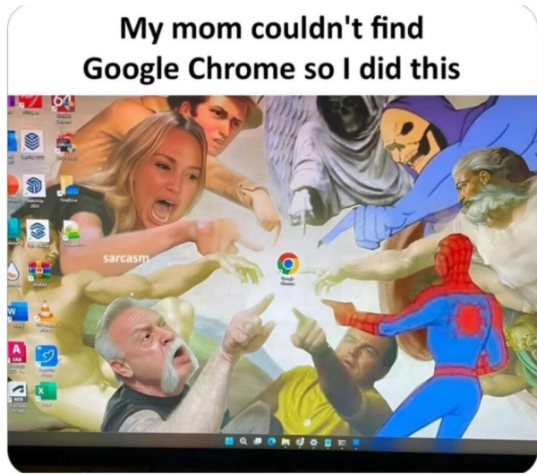 엄마가 구글 크롬 아이콘을 못찾음