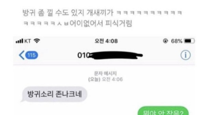 옆방에 있는 오빠한테 문자온 이유