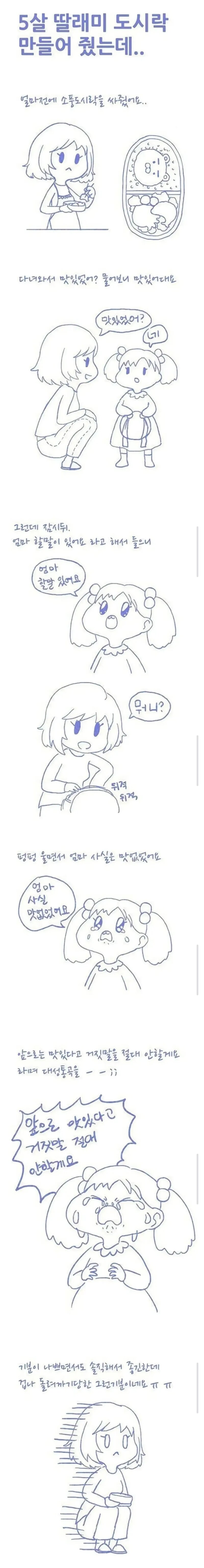 5살 딸에게 도시락을 만들어줬는데