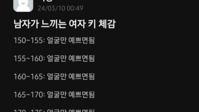 남자가 느끼는 여자 키 체감
