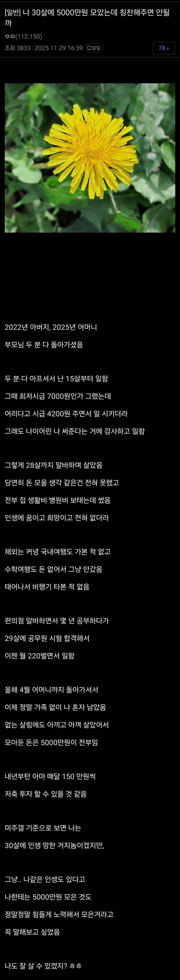 30살에 5천 모았다는 디시인