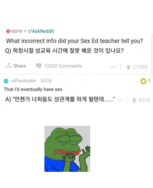 학창시절 잘못 배운 성교육
