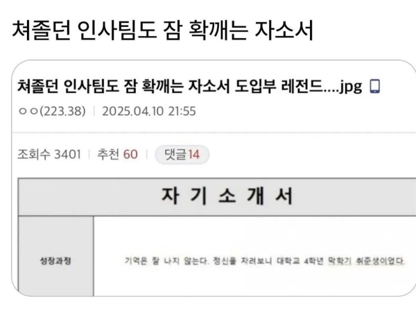 인사팀도 잠 확깨는 자소서