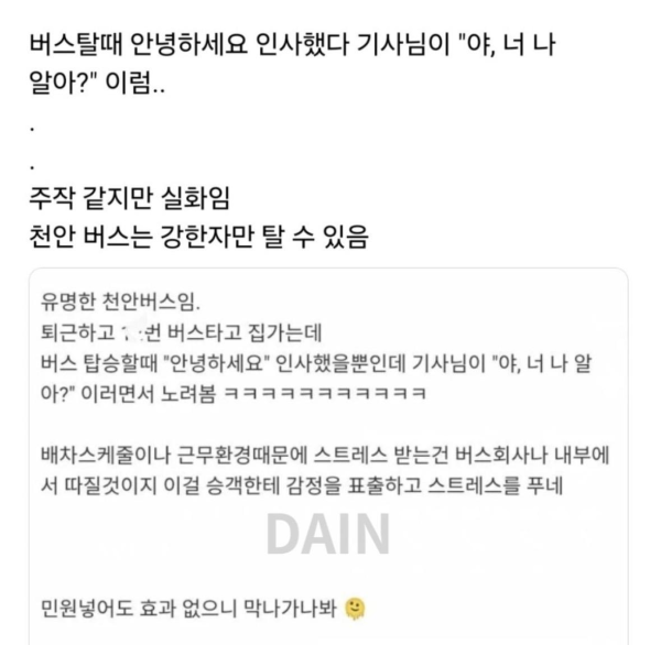 천안 버스 레전드 썰
