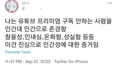 유튜브 프리미엄 구독 안하는 사람들의 진실